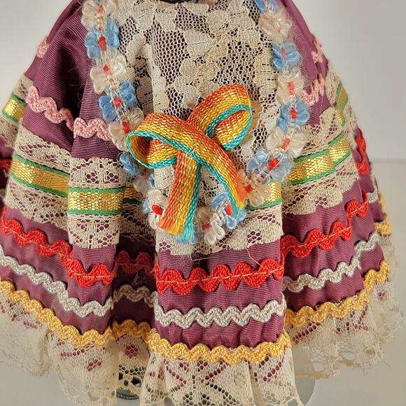 Vintage Spanish Flamenco Gypsy Cloth Doll 8" Lace Traditional  Dress Handmade - Picture 15 of 15